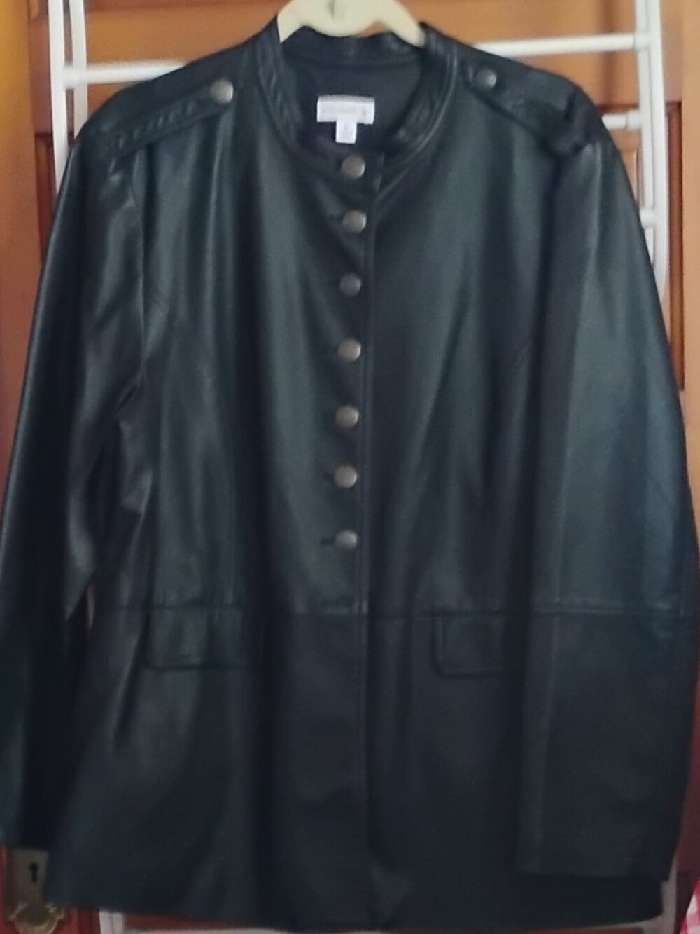 Black faux leather jacket Susan Graver sz. XL